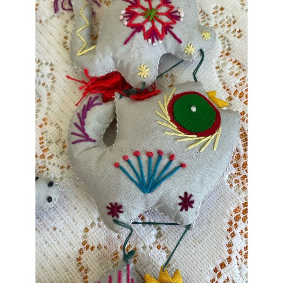 Vintage Folk Art Garland Ornaments Chinese Animals Embroidered Signs Of Zodiac - Picture 10 of 12